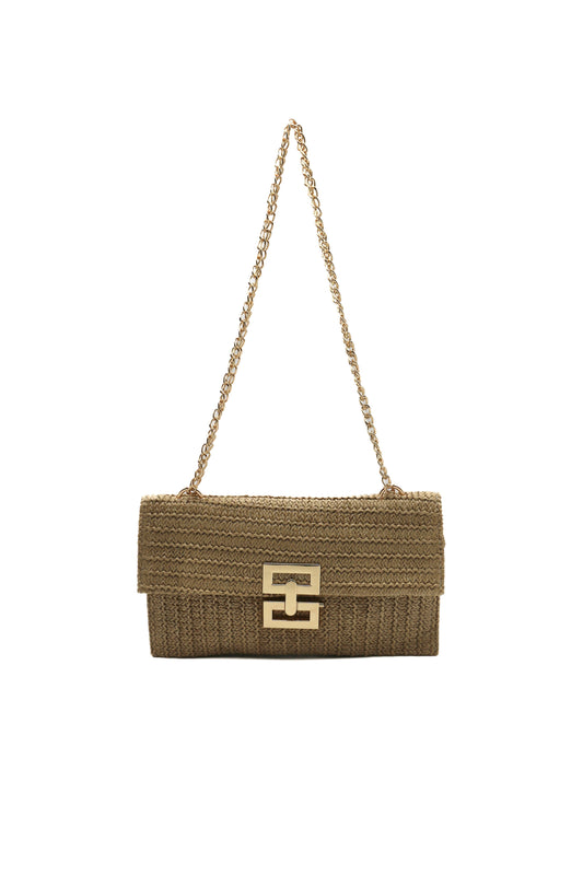 Isel Raffia Envelope Bag