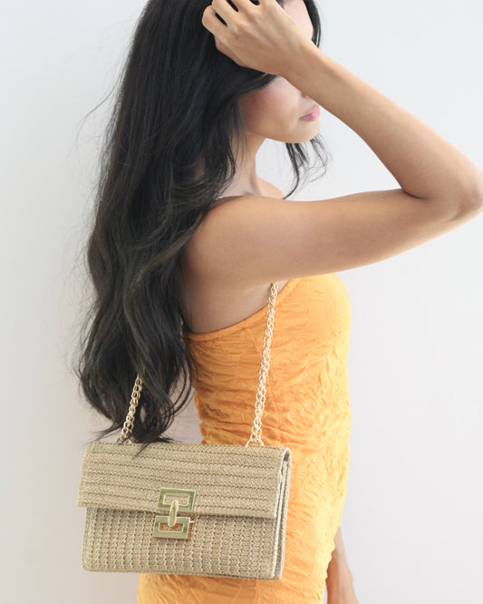 Isel Raffia Envelope Bag