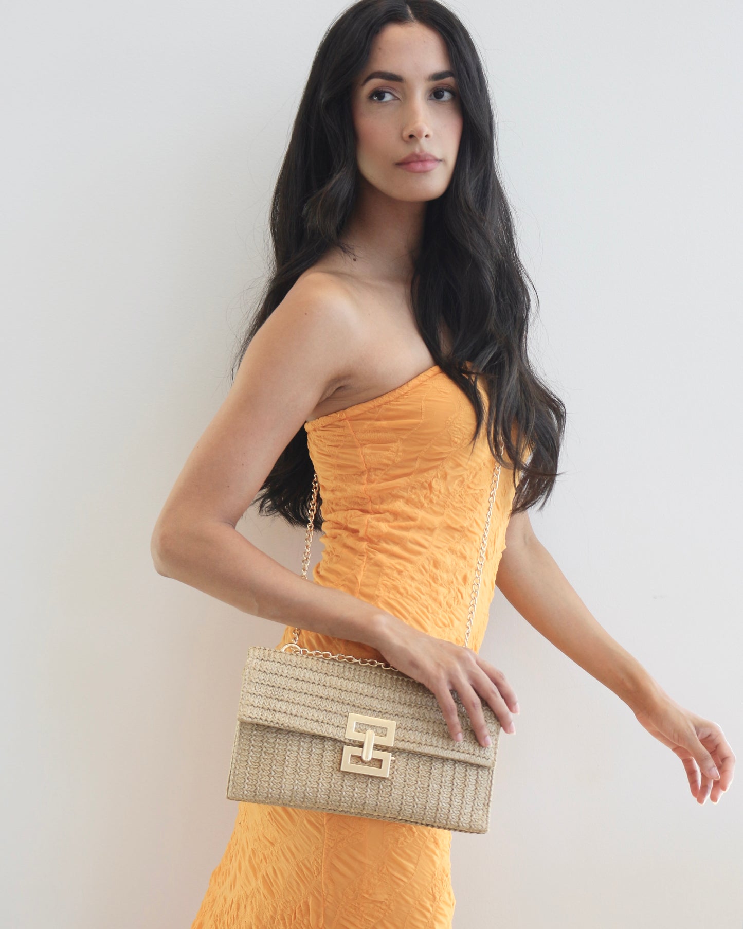 Isel Raffia Envelope Bag