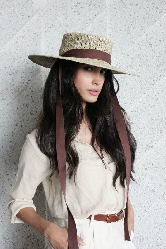 Elise Straw Boater Hat