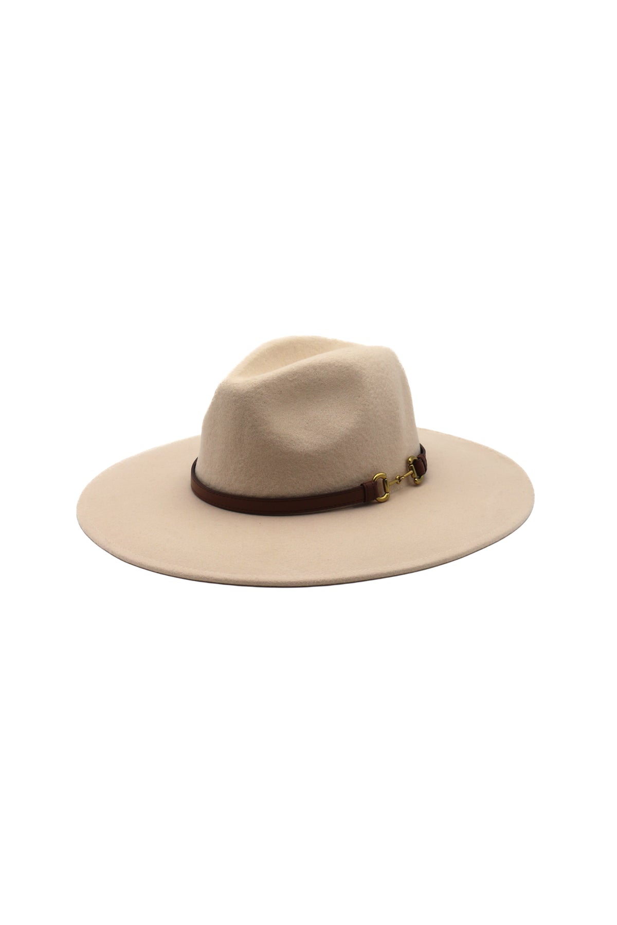 Palmaura Aspen wool fedora hat in Birch with sculpted crown and extra-wide flat brim